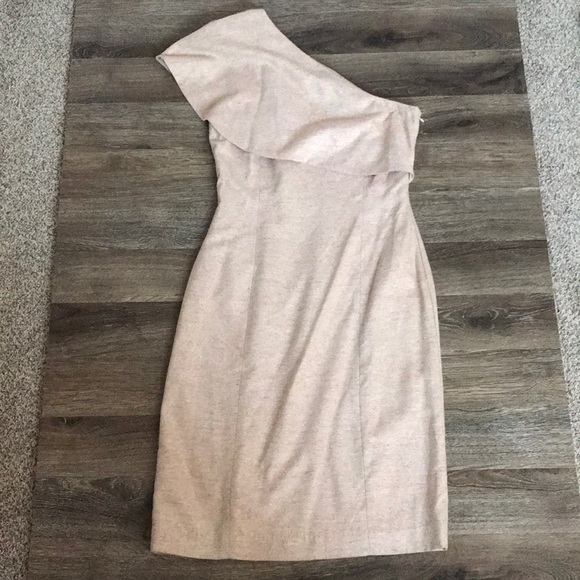 Gray Aspen Dresses & Skirts - Gray Aspen Tweed One Shoulder Cocktail Dress with front ruffle